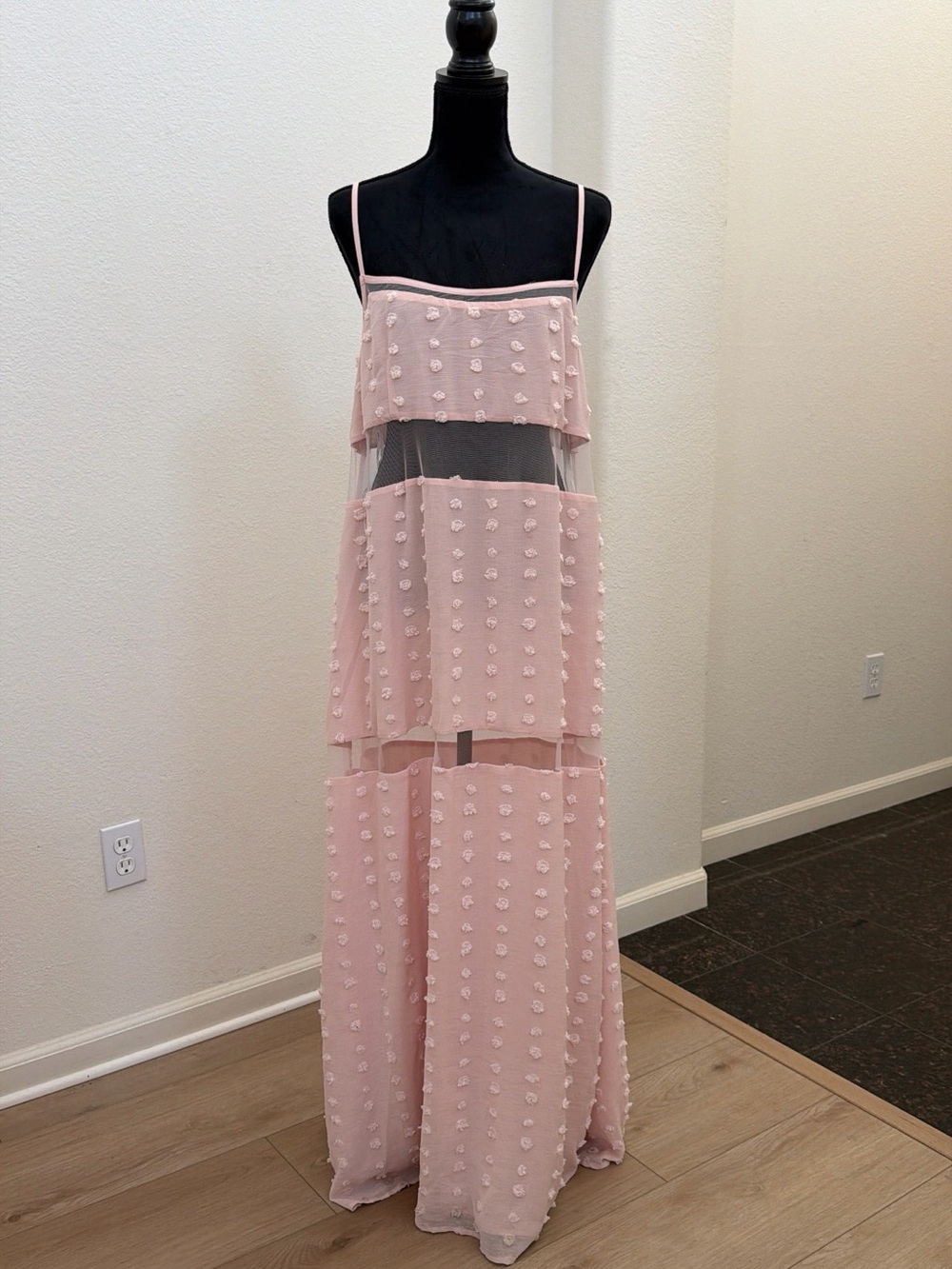 SABO Tassia Blush Pink Sheer Maxi Dress NWT XL